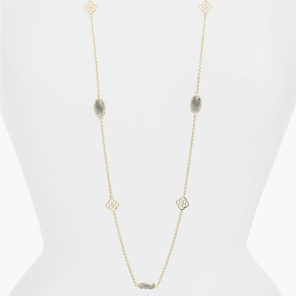 Kendra Scott Gray Cats Eye Sonya Station Necklace - Picture 5 of 6